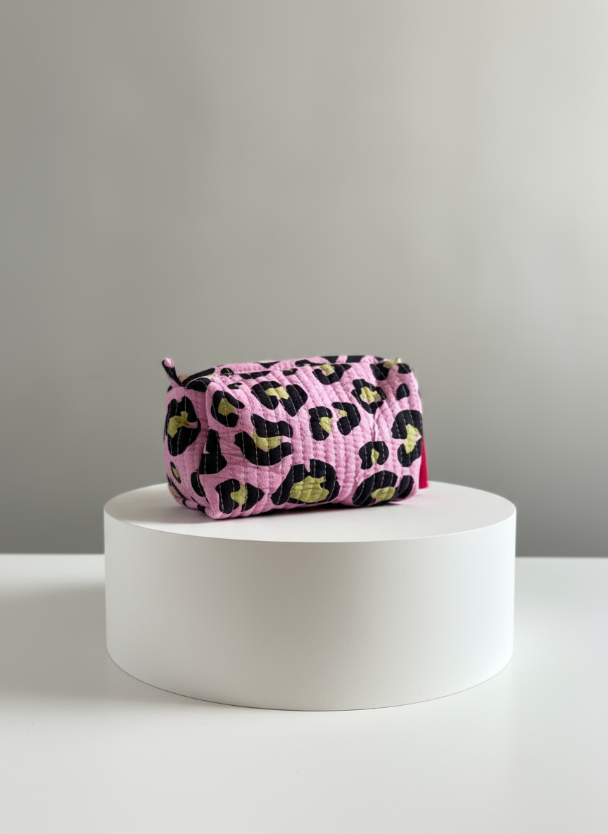 Cosmetic Bags - Pink Leopard print - Set of 3