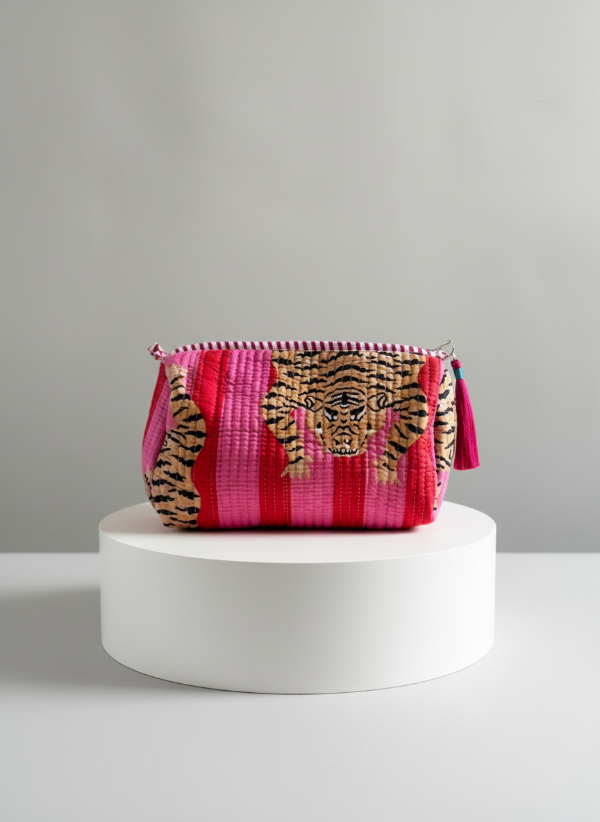 Cosmetic Bags - Red & Pink Tiger Stripes - Set of 3