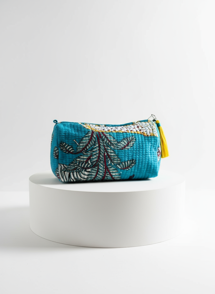 Cosmetic Bags - Teal Tropical Print - Set of 3