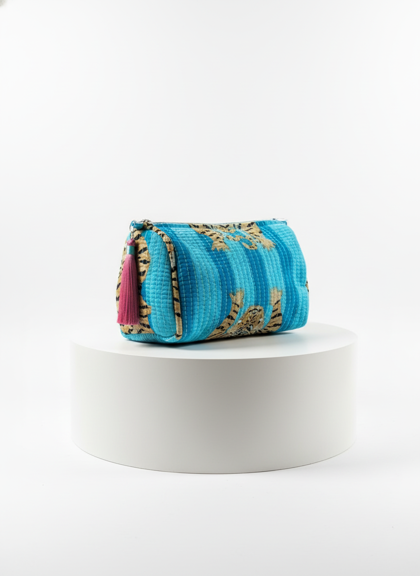 Cosmetic Bags - Turquoise Tiger Stripe - Set of 3