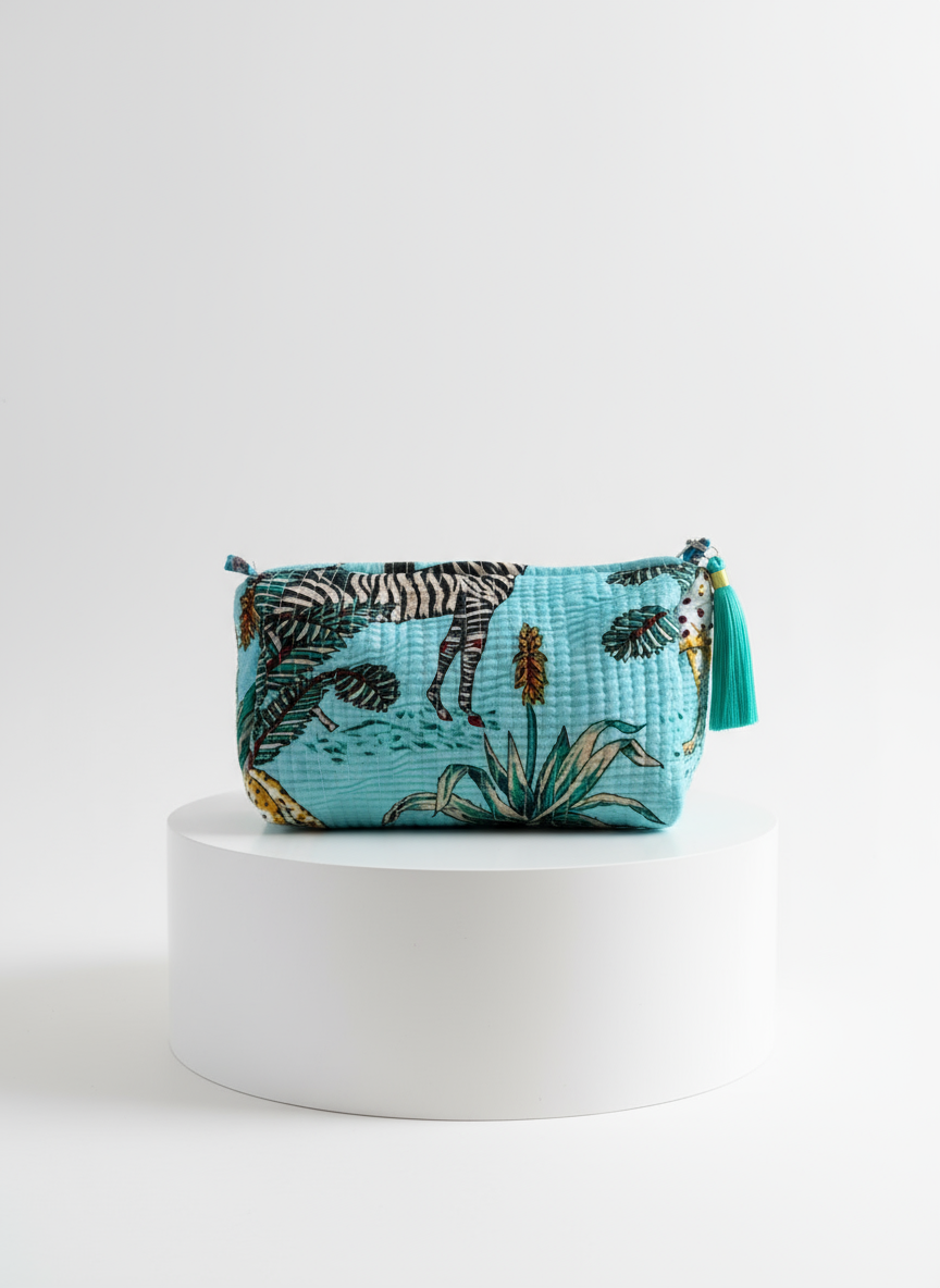 Cosmetic Bags - Turquoise Blue Tropical - Set of 3