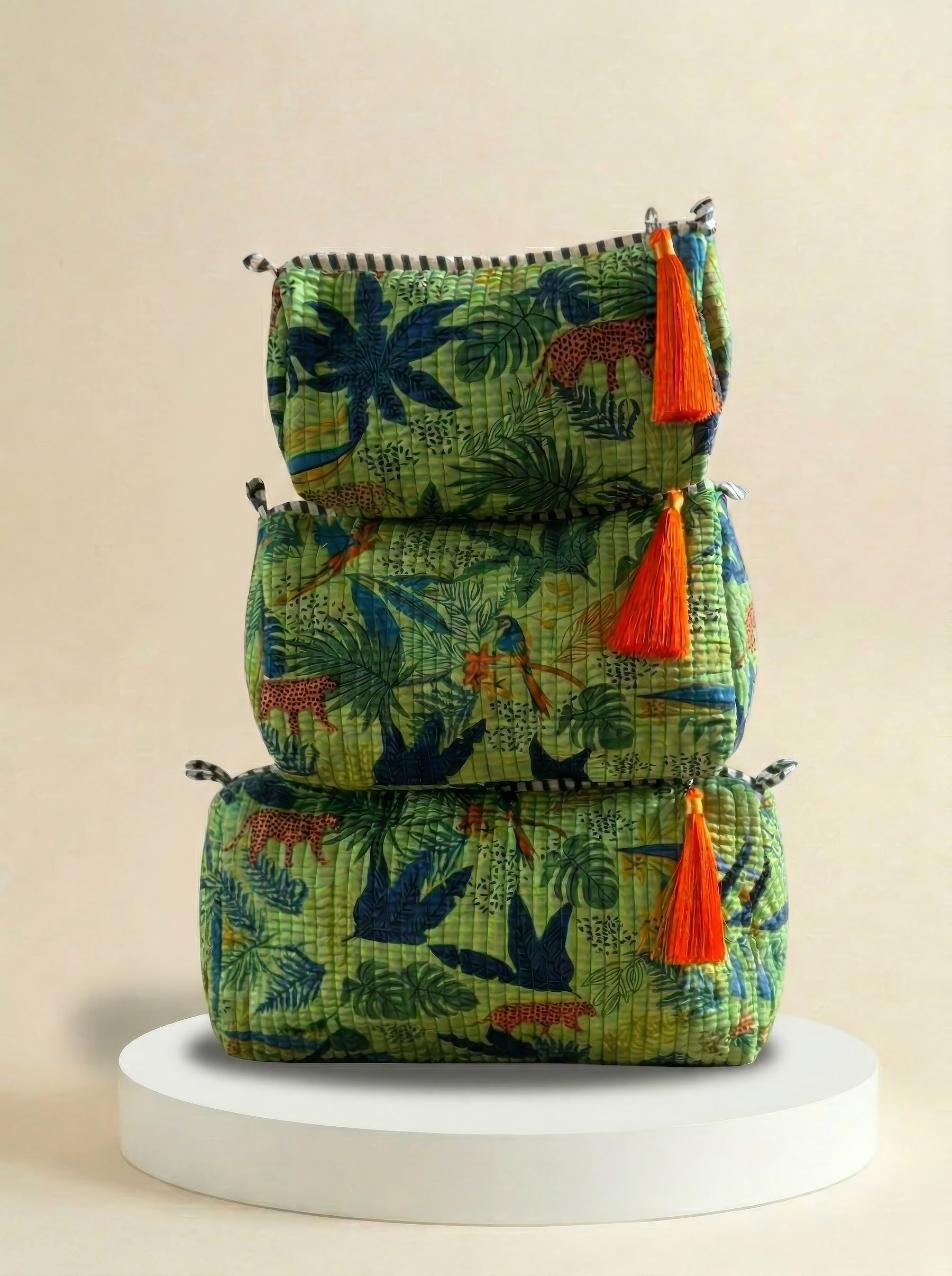 Cosmetic Bags - Green Jungle Print - Set of 3