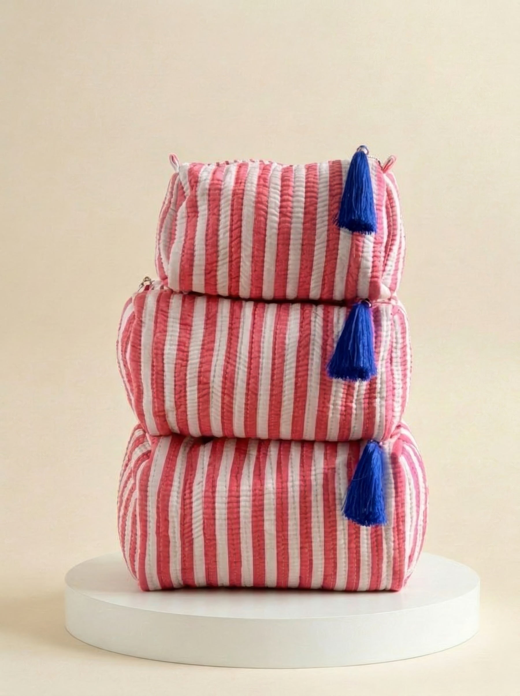 Cosmetic Bags - Pink Stripe - Set of 3
