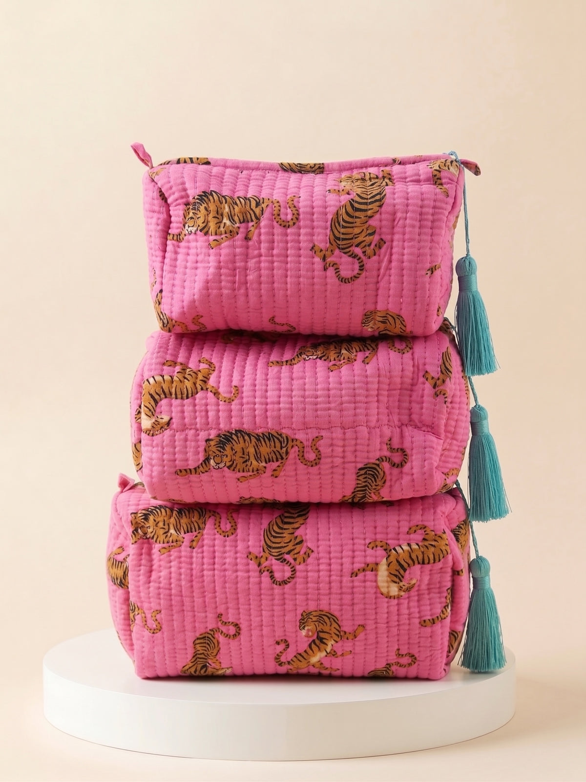 Cosmetic Bags - Hot Pink Tiger - Set of 3