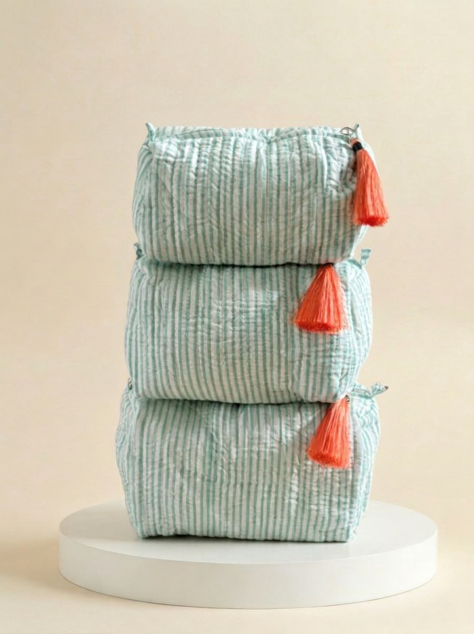 Cosmetic Bags - Mint Thin Stripe - Set of 3