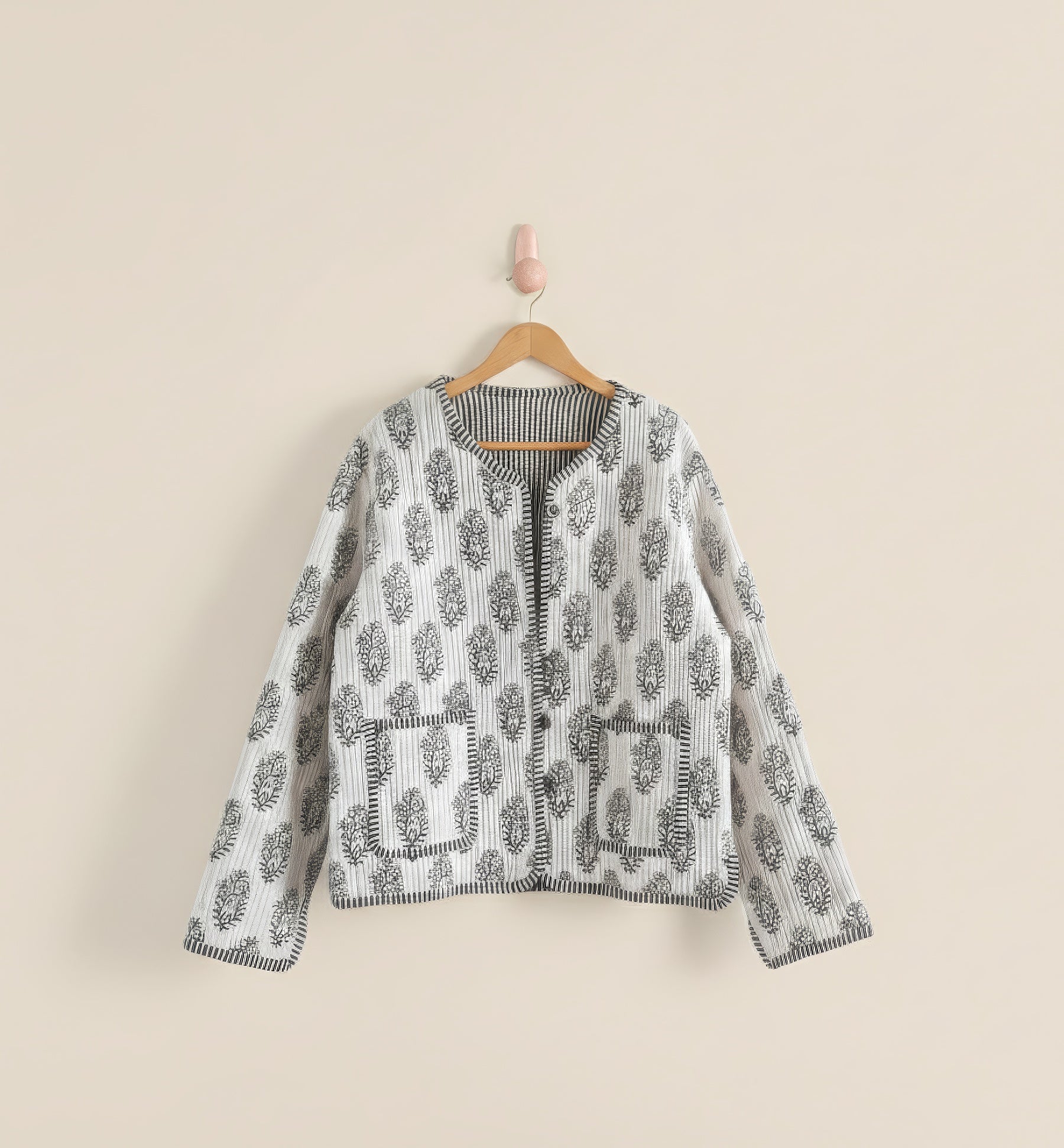 Jacket - White & Black Floral