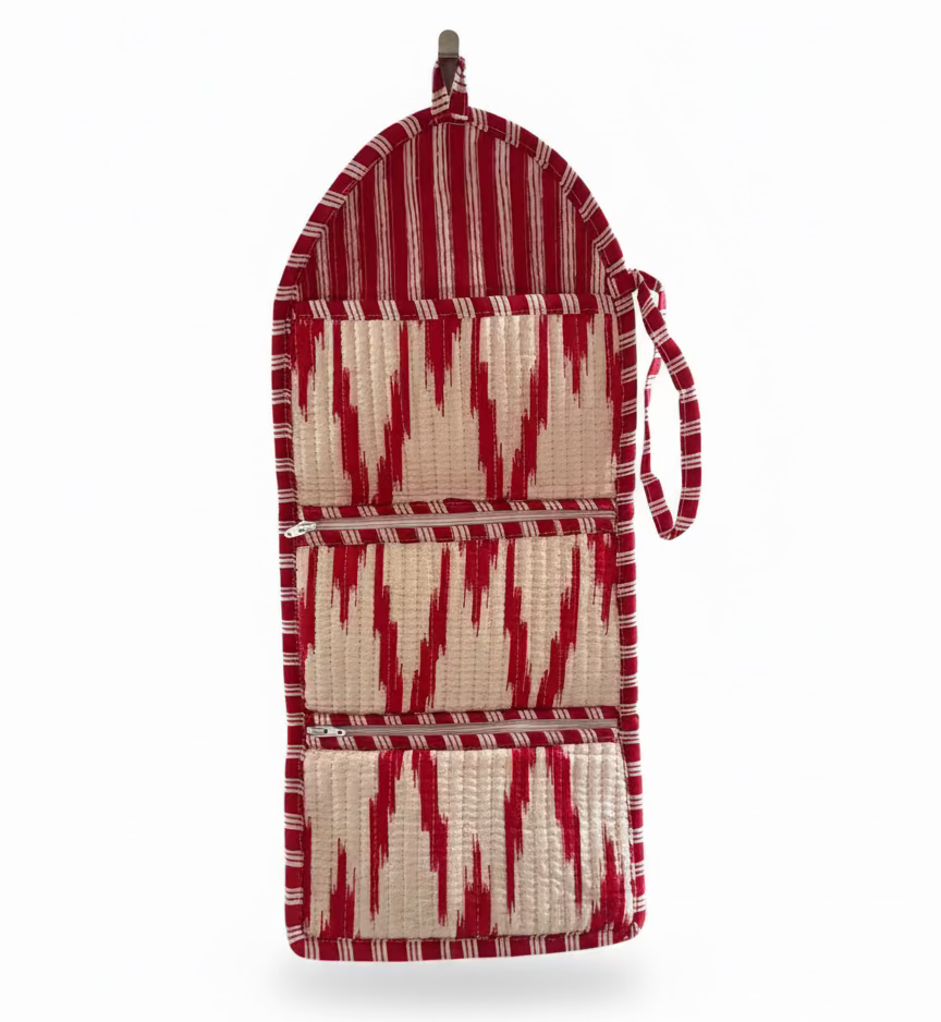 Mini Purse - White & Red Abstract