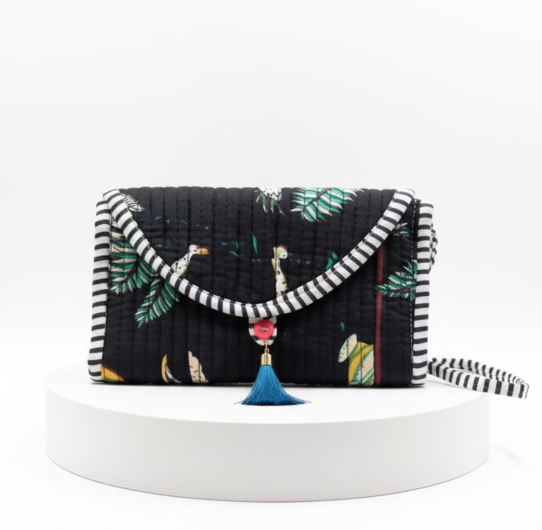Mini Purse - Black Tropical