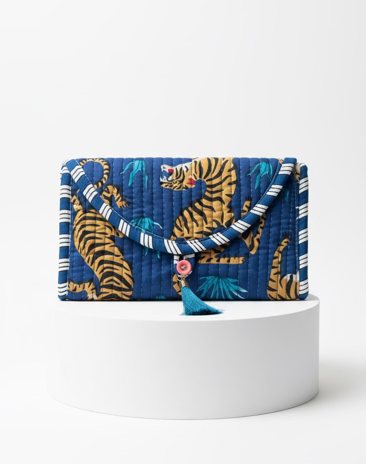 Mini Purse - Blue Palm Tiger
