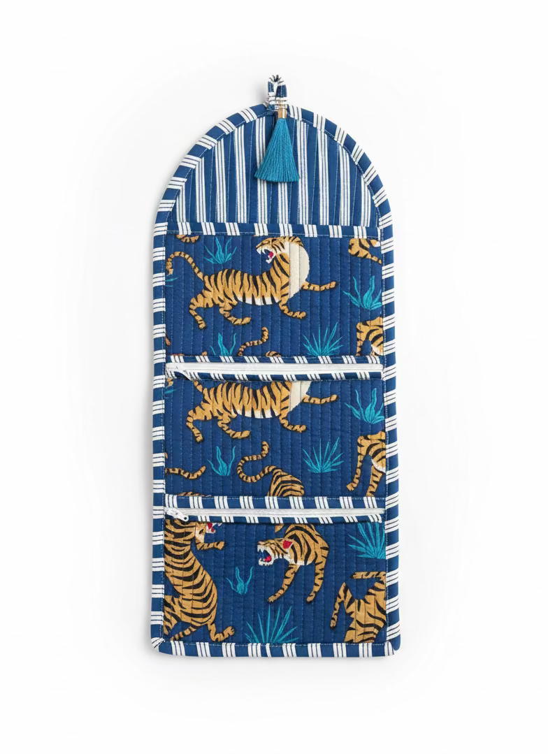 Mini Purse - Blue Palm Tiger