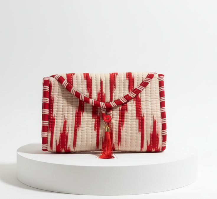 Mini Purse - White & Red Abstract