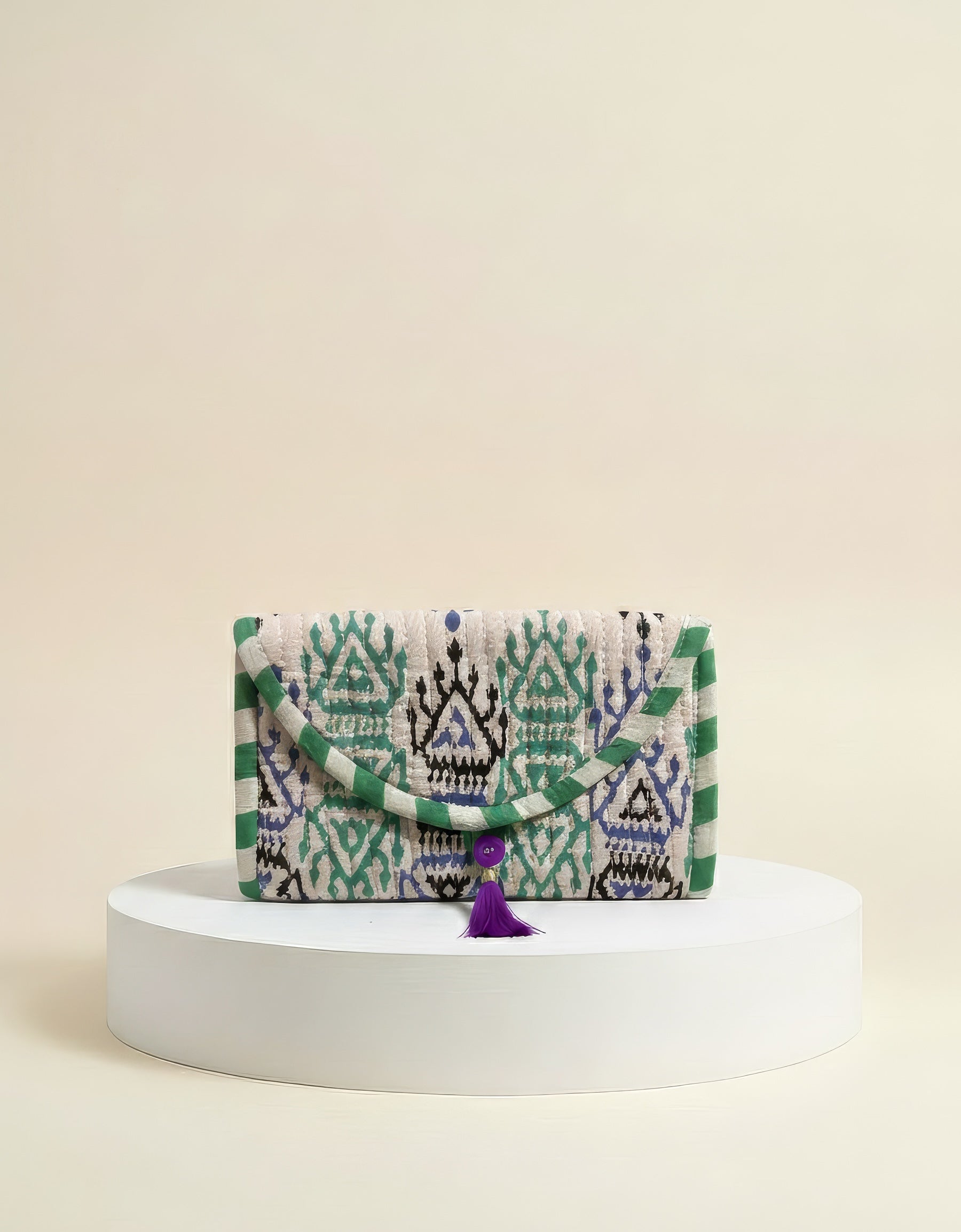 Mini Purse - White & Green Abstract