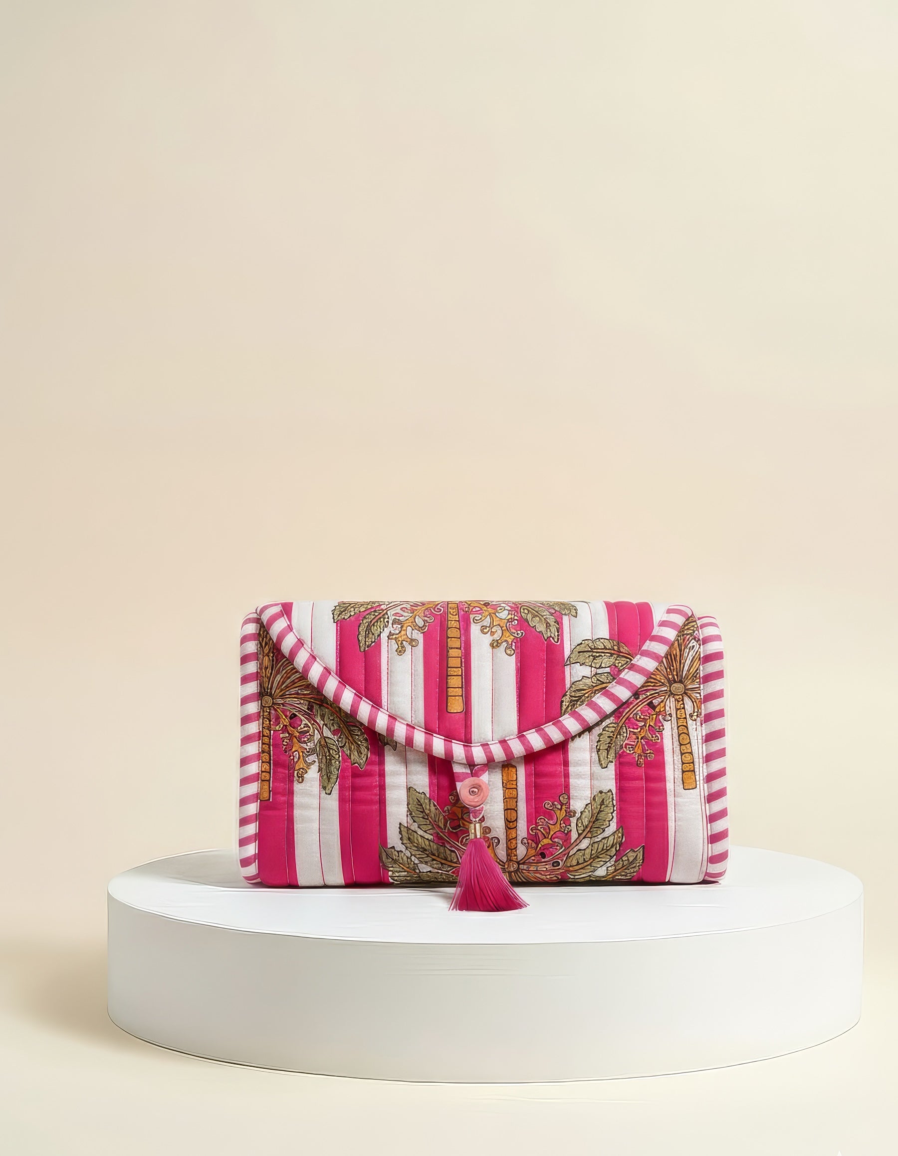 Mini Purse - Pink Palm Tree Stripes