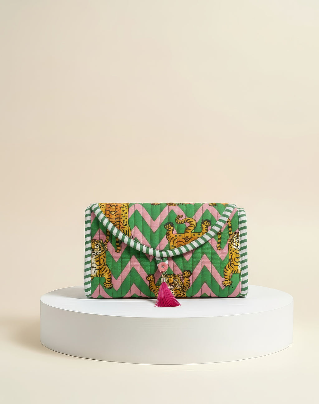 Mini Purse - Pink & Green Tiger Zig Zag