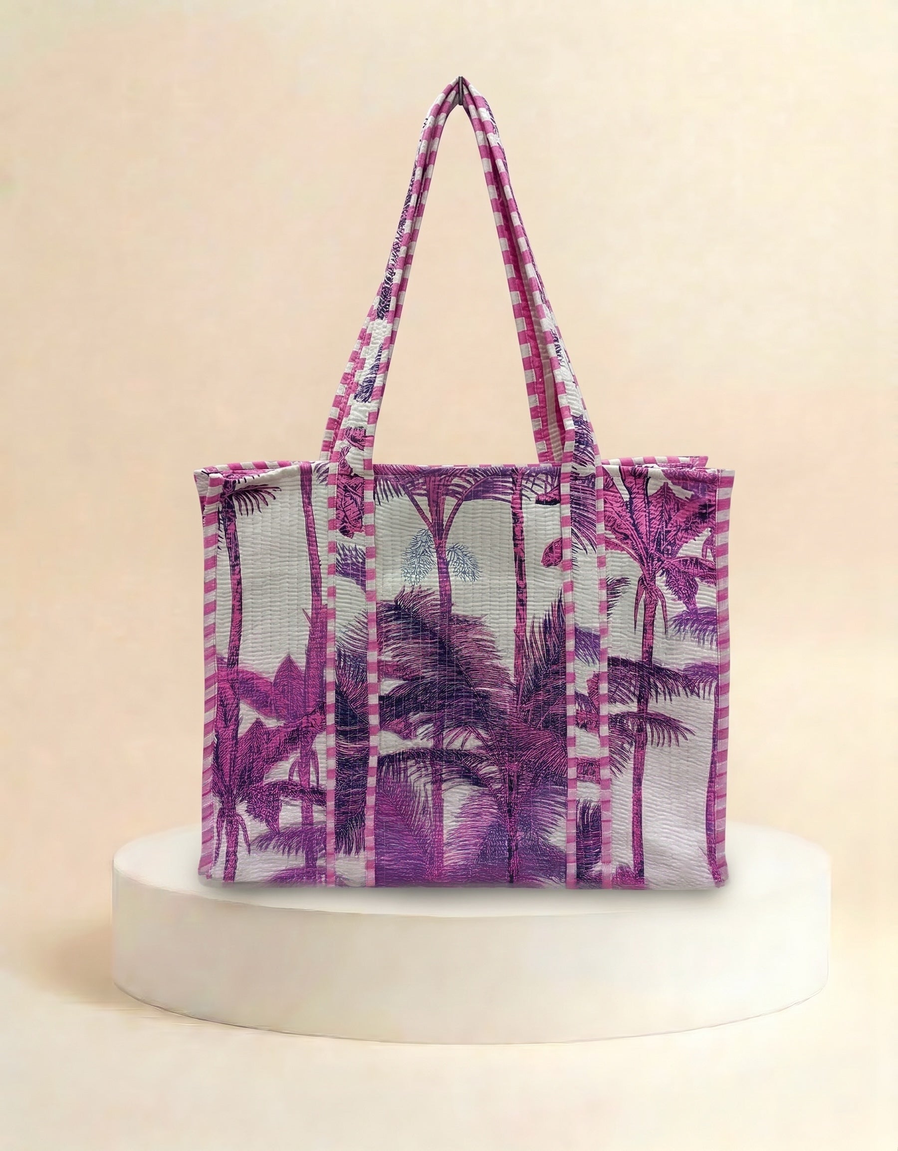Small Tote - Neon Purple Palm