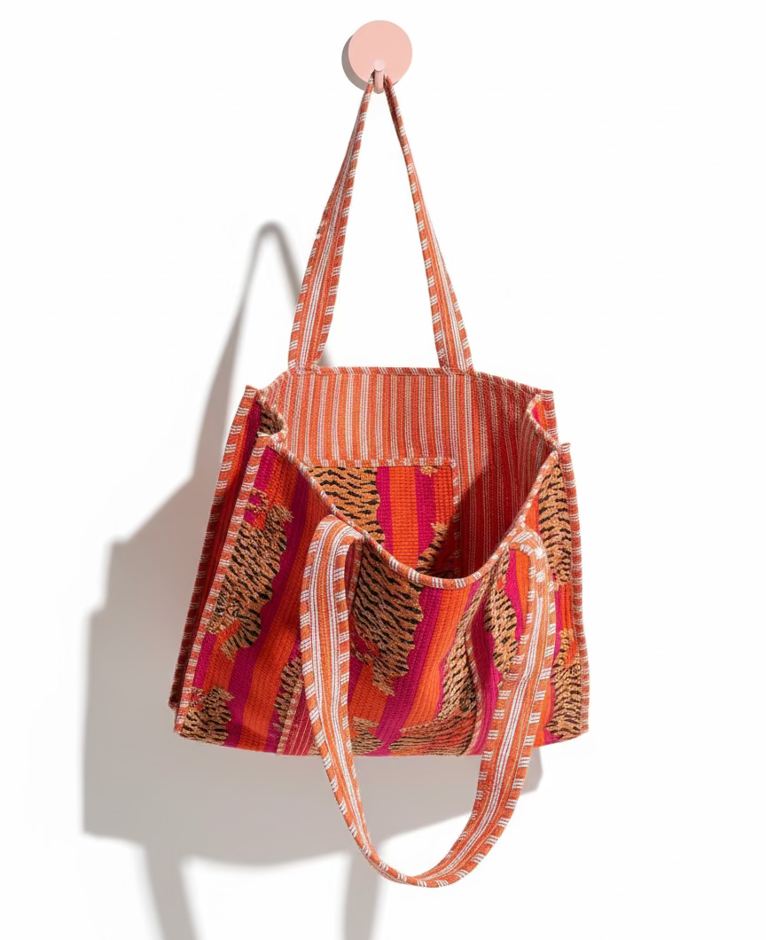Tote Bag - Red & Orange Tiger Stripe