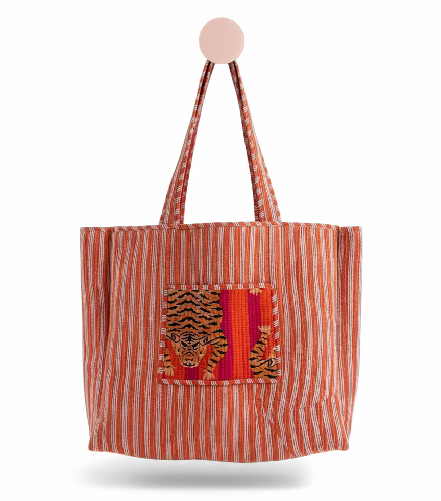 Tote Bag - Red & Orange Tiger Stripe