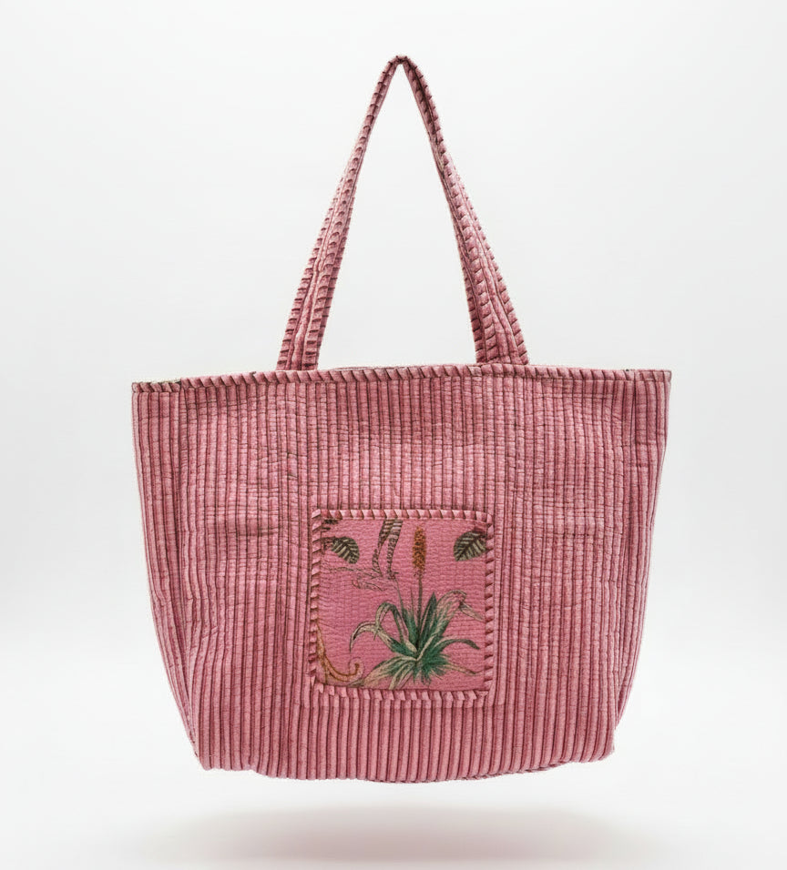 Tote  - Pink Palm Tree Stripes