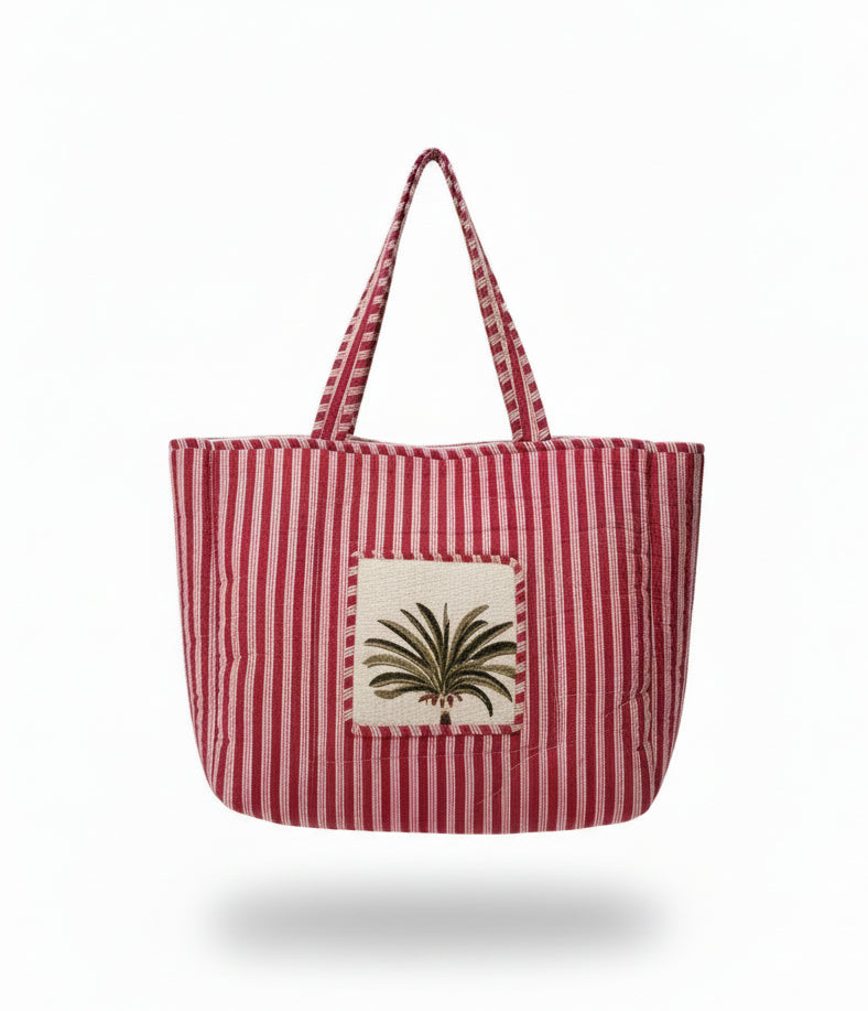 Tote - White & Pink Palm Tree