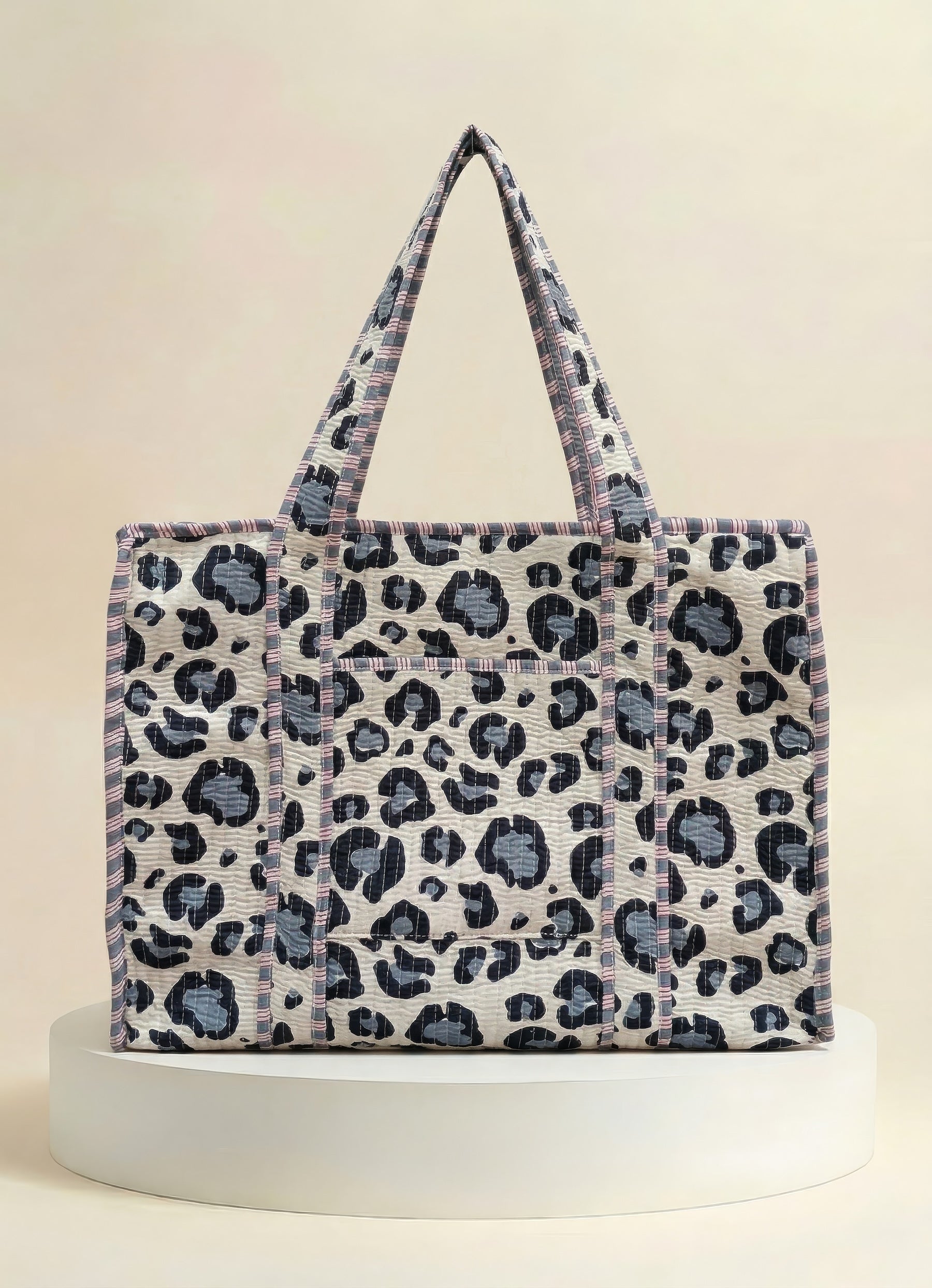 Zip Tote  - Blue Leopard