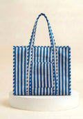 Zip Tote  - Blue Stripes