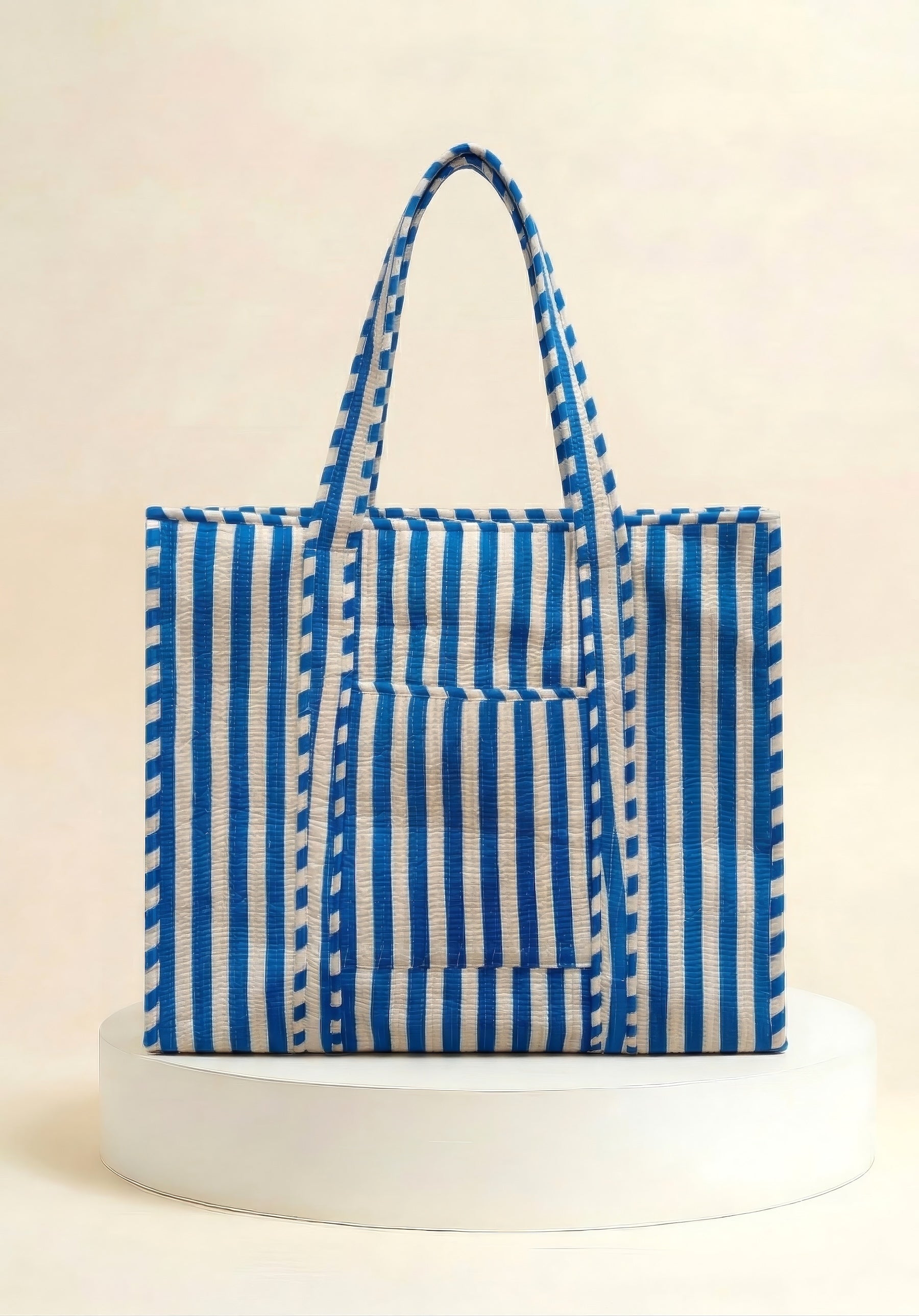 Zip Tote  - Blue Stripes