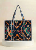 Zip Tote  - Navy Abstract