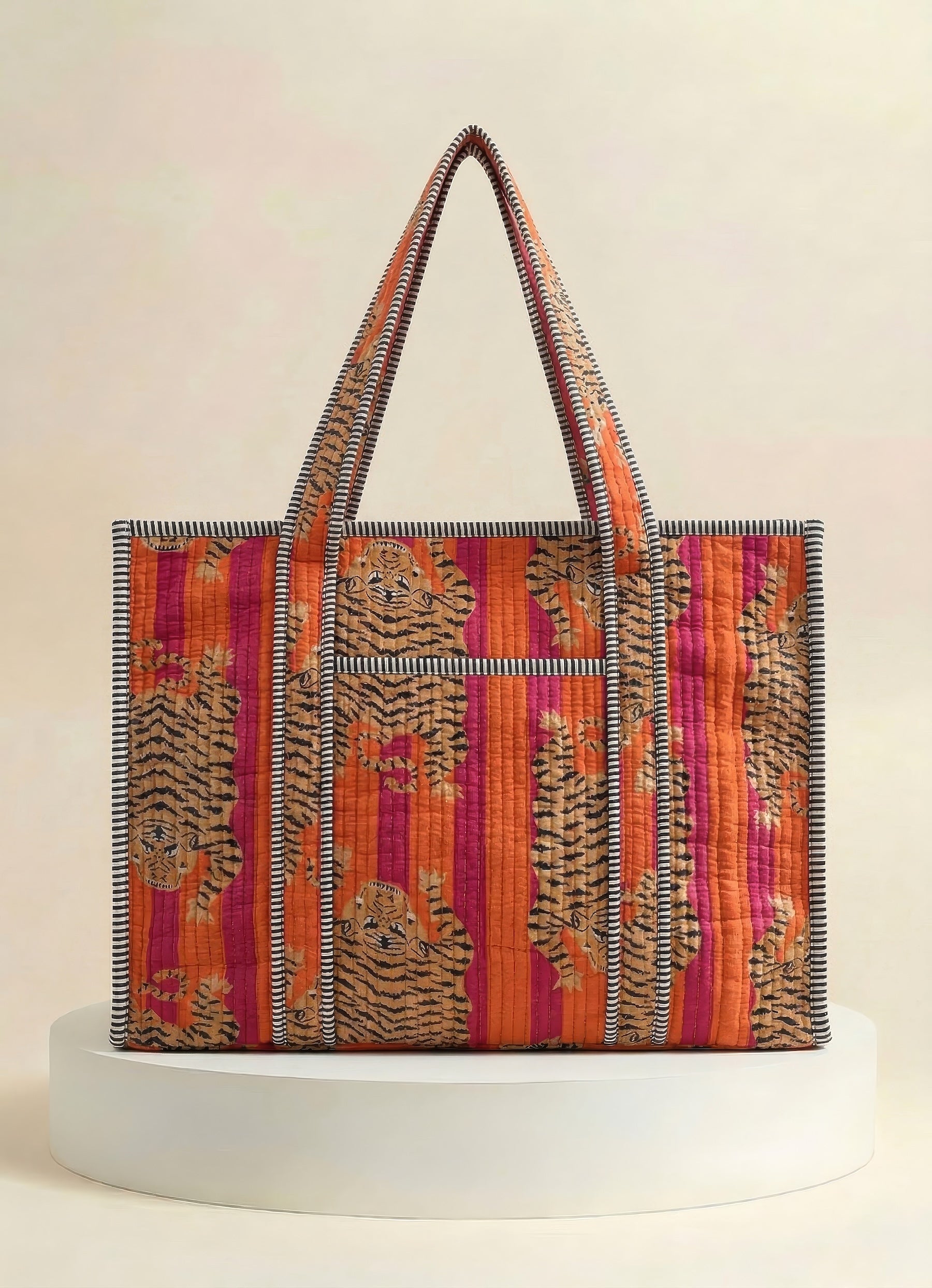 Zip Tote  - Orange Tiger Stripe